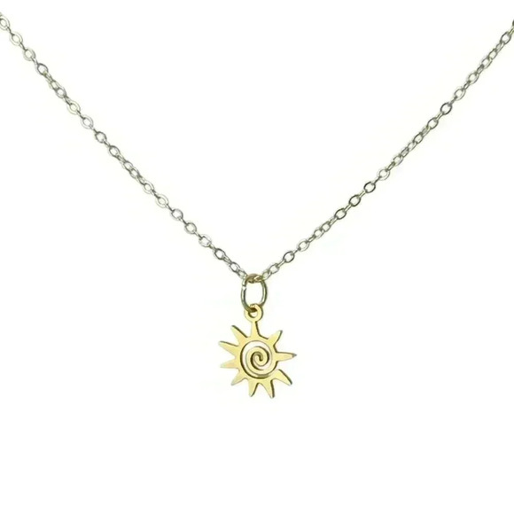 Gold sun necklace, dainty minimalist sunshine jewelry - Picture 6 of 12